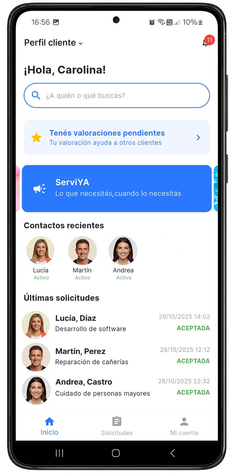 App ServiYA en teléfono
